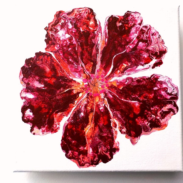 Dark Red Flower Acrylbild Gemälde Malerei Kunst Bild Mischtechnik