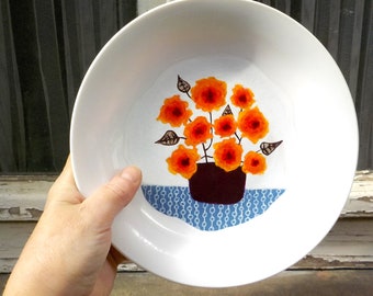 Unique Wall Plate Artist Plate Collector's Item Flower Motif Flowers