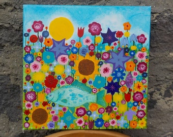 Blüten Gemälde Acrylbild Einzelstück Art Kunst Handwerk Flowers Wandschmuck Deko