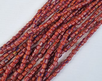 Strang ca. 110 indonesische Rocailles  ROT Streifen Java Beads