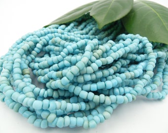 1 Strang  Rocailles small  Java beads türkis aqua ca. 120cm über 380 Stck.