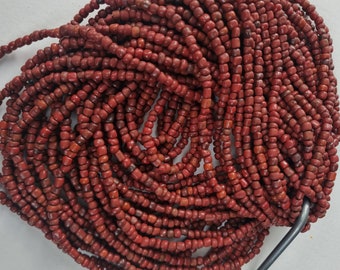 1 Strang  Rocailles  small Java beads rötliches BRAUN  ca. 120cm über 380 Stck. sead beads