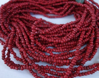 1 Strang  Rocailles von Java  ROT ,  ca. 120cm über 380 Stck. small beads