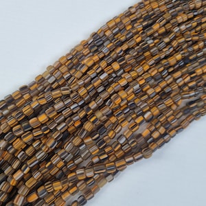 Strand of approx. 110 Indonesian Rocailles BROWN-ORANGE striped Java Beads