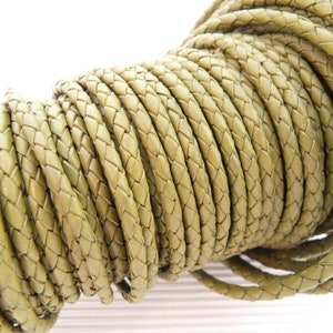 50 cm braided leather Ø 3 mm OLIV round leather