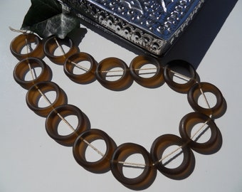 15 große Ringe, Verbinder, Resin,  braun Ø ca.  40mm