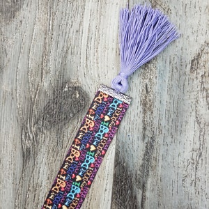Reversible I Love My Dog Ribbon Bookmark with Lilac Tassel 1&quot; Width - DOUBLE SIDED