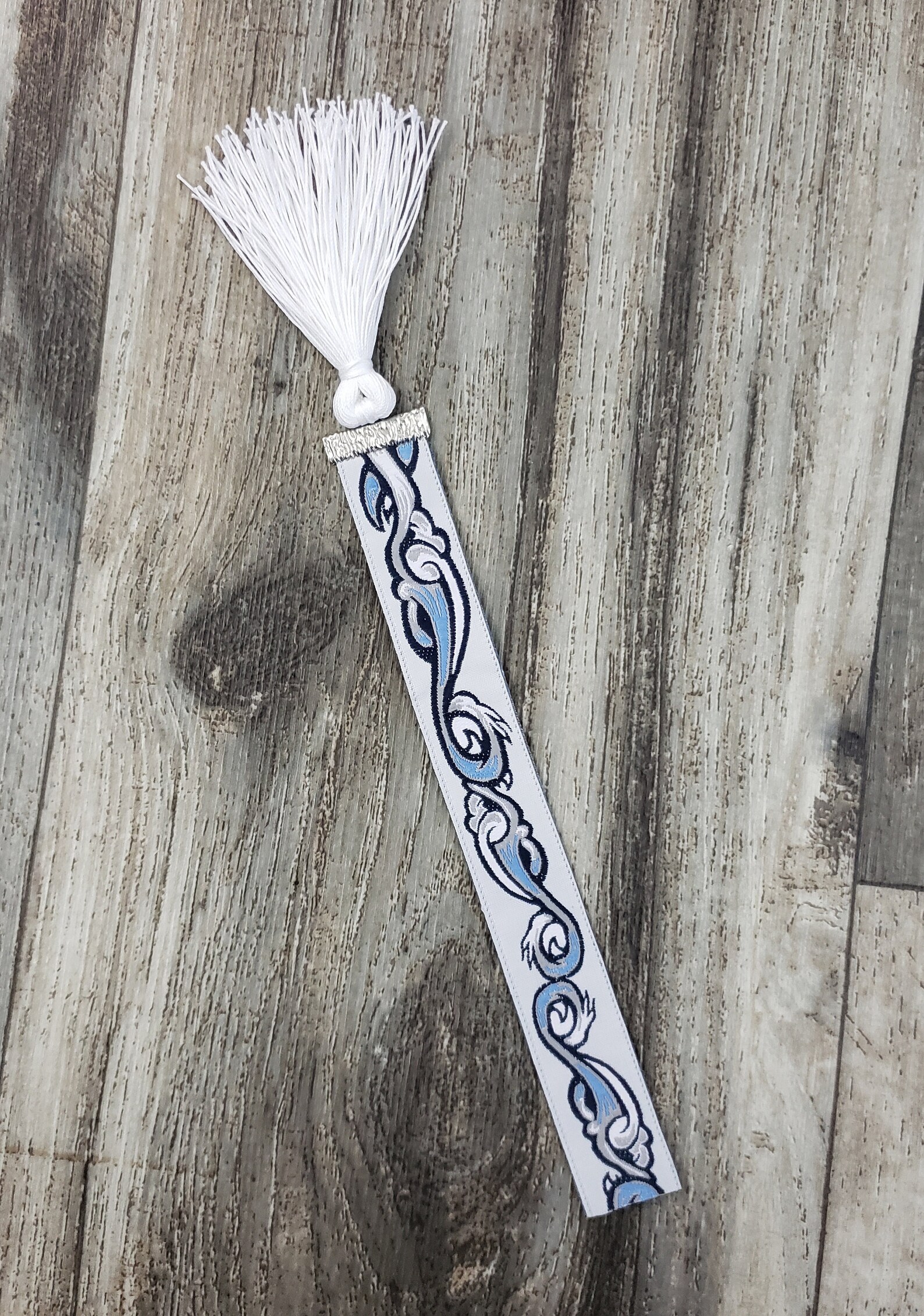 Jacquard Tidal Wave Ribbon Bookmark With White Tassel - Etsy