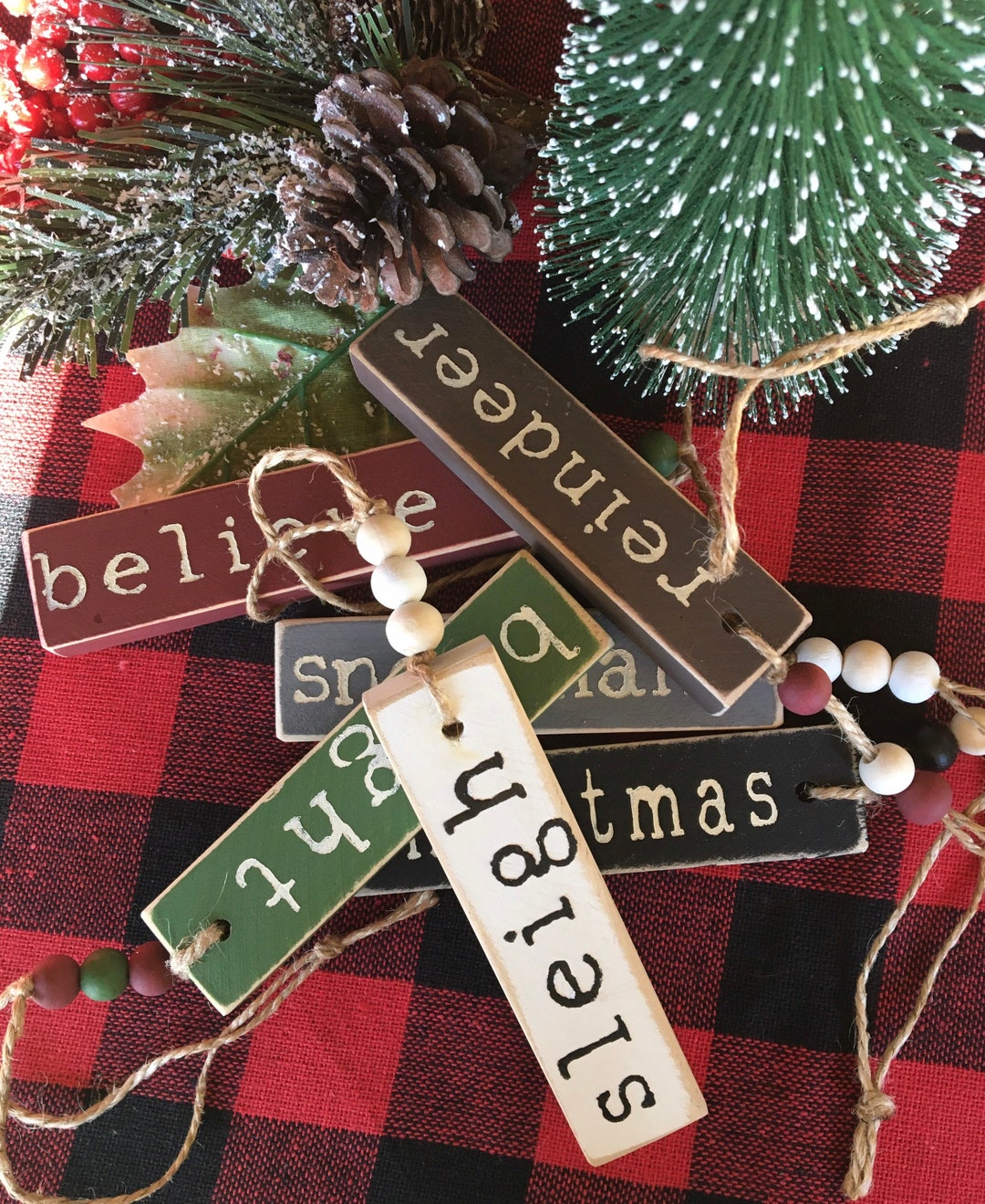 Wood Block Ornaments Wood Rectangle Block Ornaments Wood Etsy