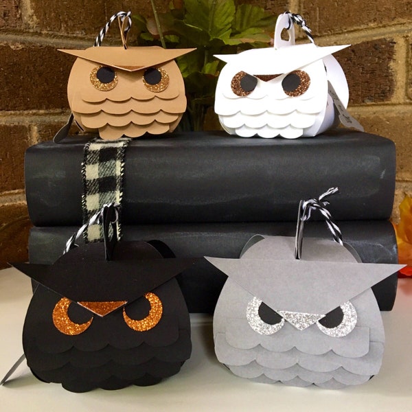Halloween Owl Treat Box Set of 6 |  Halloween Party Favours | Wizard & Magic Party Treat Boxes | Curvy Keepsake Favours
