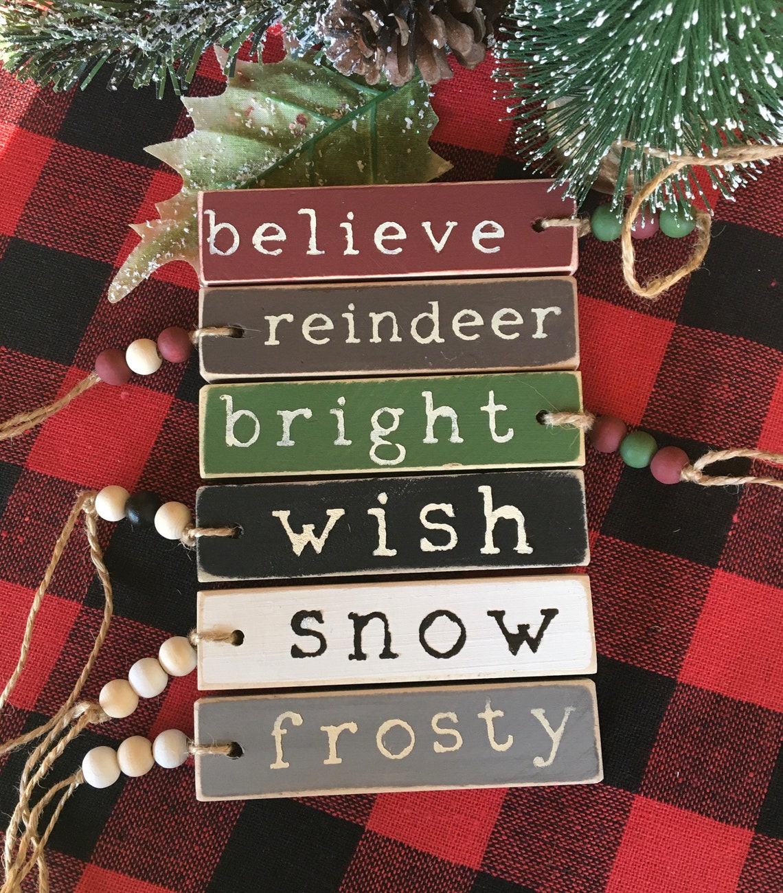 Wood Block Ornaments Wood Rectangle Block Ornaments Wood Etsy