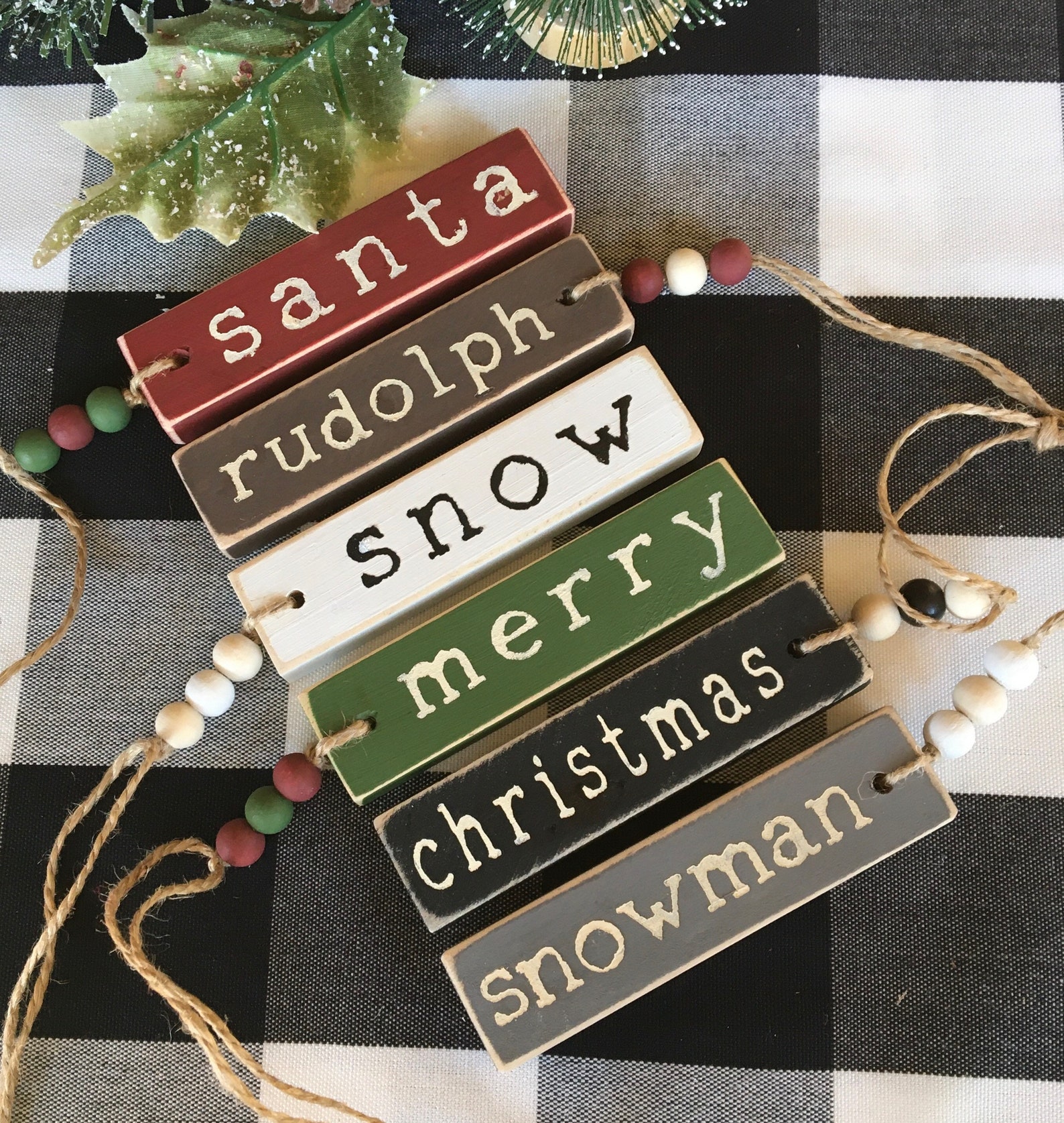 Wood Block Ornaments Wood Rectangle Block Ornaments Wood Etsy