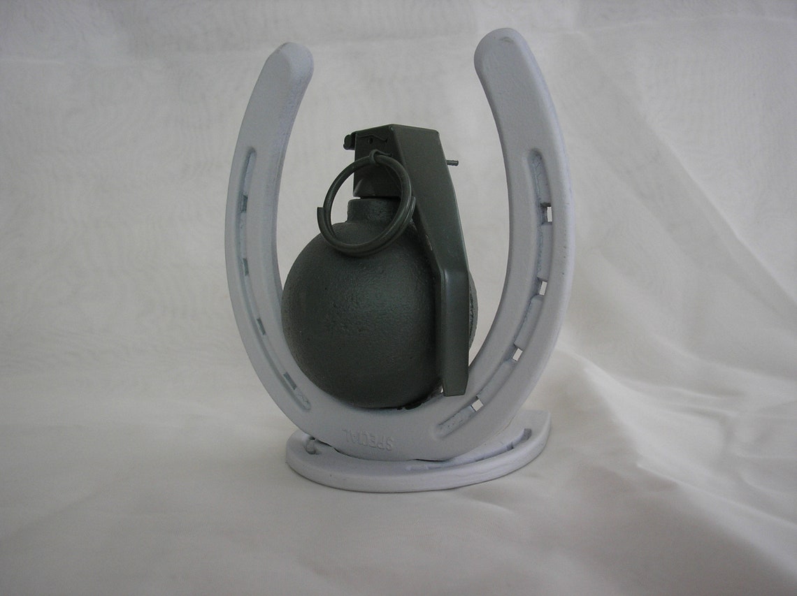 Horseshoe and Hand Grenade Desk Mount Etsy