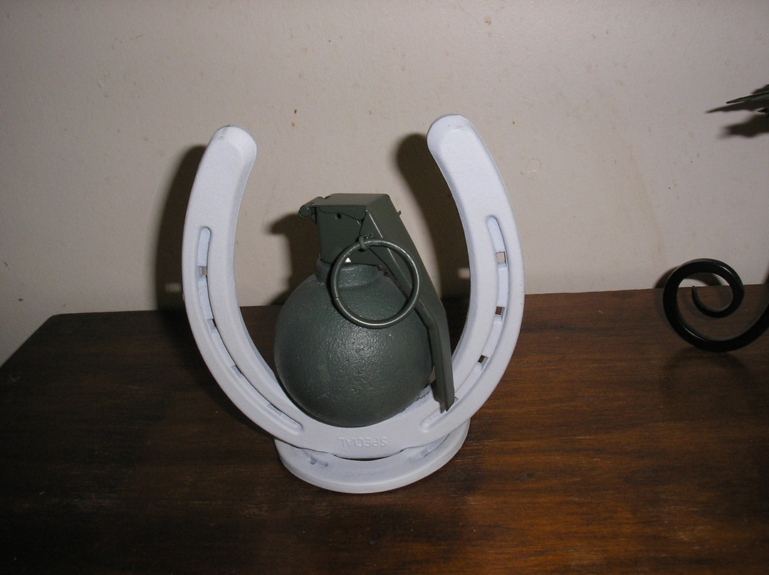 Horseshoe and Hand Grenade Desk Mount Etsy