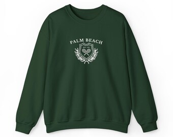 Sudadera verde Palm Beach con cuello redondo estilo vintage