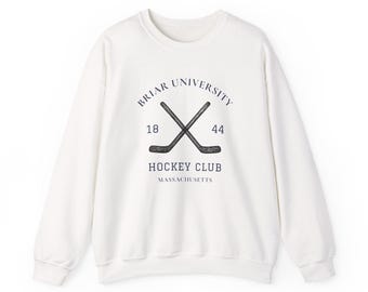 Briar University Hockey Club Sweatshirt | Off Campus Inspired Pullover Bookish Merch White Unisex Crewneck