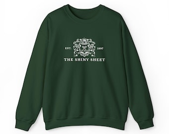 Sudadera verde estilo vintage, The Shiny Sheet, cuello redondo unisex acogedor