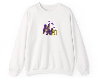 Sudadera HM20 inspirada en Hannah Montana con logo de estrellas / Sudadera retro morada y dorada con cuello redondo