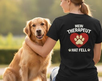 Dog Lover T-Shirt Back Print – My Therapist Has Fur Shirt for Men and Women, Gift for Dog Owners, Dog Mom Dad Shirt