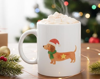 Tazza Bassotto per Natale | Tazza di Natale Bassotto | Tazza per cani Merry Woofmas - Divertente regalo di Natale per i proprietari di cani