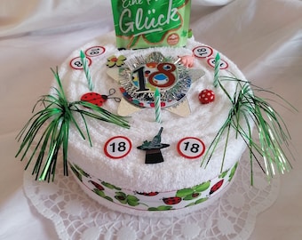 Geschenk zum 18. Geburtstag Handtuchtorte * viel Glück *