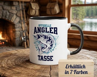 Official Angler Mug, Coffee Mug with Fish Motif, Funny Gift for Fishermen, Sea Fishing Mug, Ceramic Mug with Saying, 7 Colors