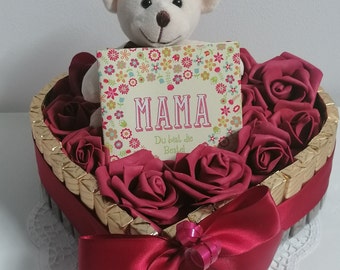 Geschenk zum Muttertag Geburtstag  Pralinenherz Schokolade Mama Du bist die Beste