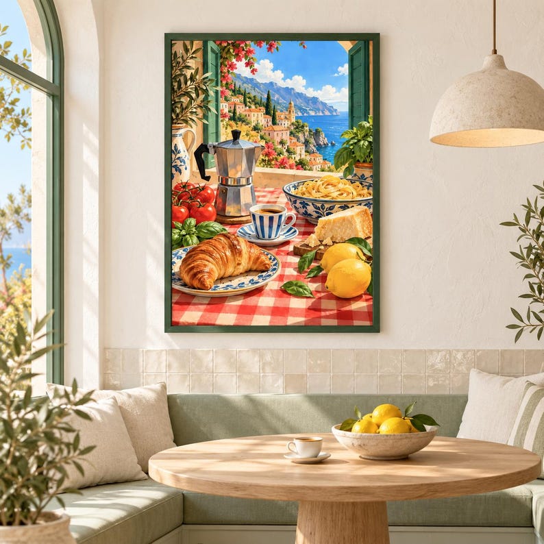 Italian Kitchen Poster, Pasta Wall Art, Espresso Print, Mediterranean ...