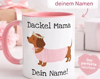 Dog Mom Mug - Personalized Dachshund Mug with Name - Gift for Dachshund Moms & Dog Lovers