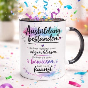 Tazza per apprendistato superato | Regalo di laurea | Regalo per esame superato | Regalo per apprendisti | Congratulazioni per il superamento dell'esame