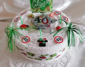 Handtuchtorte 40. Geburtstag "Viel Glück"