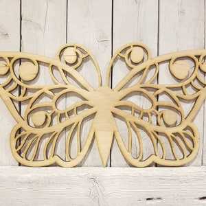 Butterfly Wings - laser wood cut sign wall decor  gift wreath unfinished garden nature angel fairy lover
