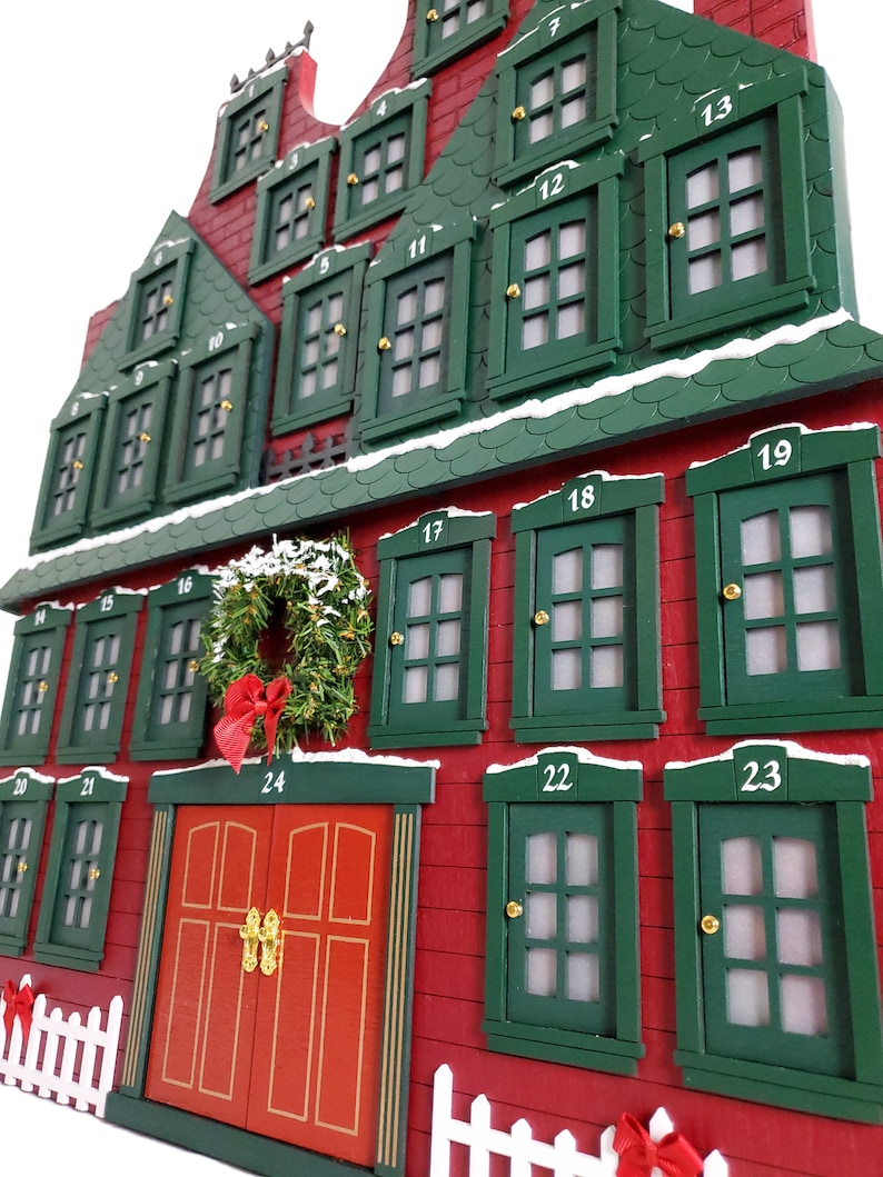 Christmas Advent Calendar Wood House Victorian Wood Etsy