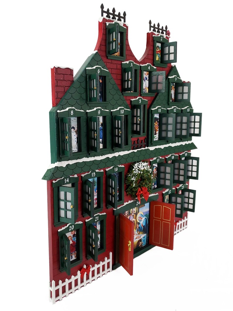 Christmas Advent Calendar Wood House Victorian Wood Etsy