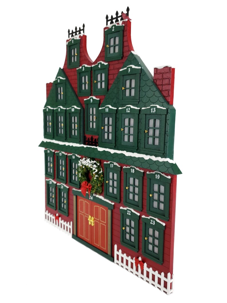 Christmas Advent Calendar Wood House Victorian Wood Etsy