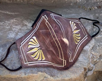 High Republic Mask in Distressed Brown  - Washable - Reusable - Lined - Filter pocket - Made in the USA - made to order