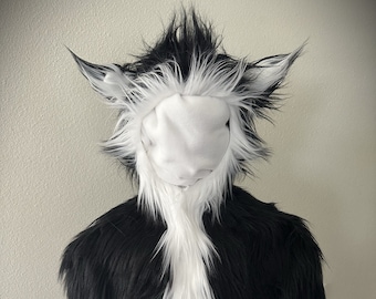 Cat Cosplay Black and White Hood- Custom Made (Hat and bow tie sold separately)