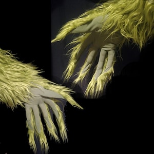 Christmas Cosplay Green fur gloves - Choice of Realistic or Animation Green - Custom Made