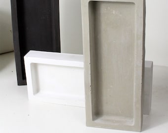 modernes Betontablett   Tablett aus Beton , Schmuckablage Deko,  hübsches Geschenk, Wohnaccessoires schlicht 24 x 9,5 cm, schwarz weiß grau