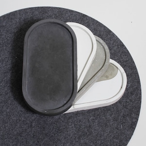 Concrete tray, concrete tray, decorative jewelry tray, oval, pretty gift simple 18 x 9.5 cm, black white gray