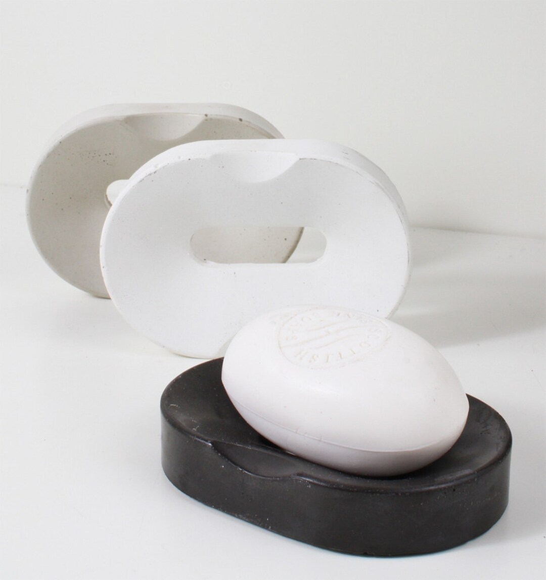 Soap Dish Modern Shelf Made of Concrete, Black White, Gray, Bathroom