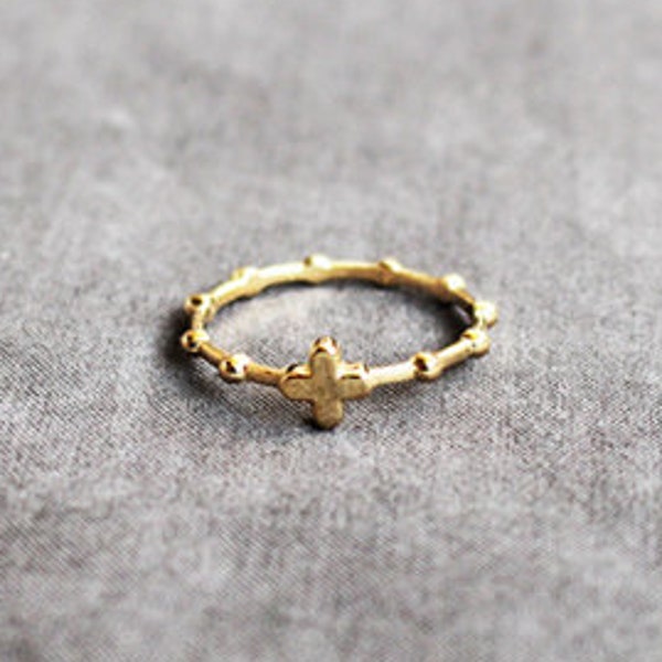 Romantic Rosary Ring 14k 18k Solid Gold Catholic Ring