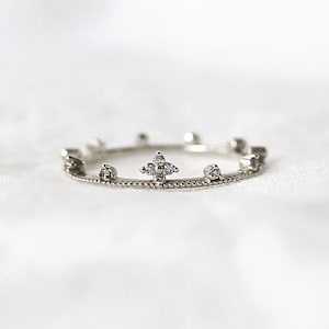 Petite croix chapelet en argent sterling 925 bague catholique en argent sterling