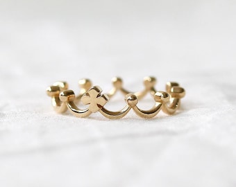 Crown Rosary Ring 14k 18k Solid Gold Catholic Ring