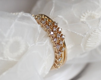 Minimal Diamond Ring(15 Diamonds), 14k 18k Gold