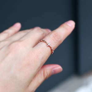 Lily Rosary Ring 14k 18k Solid Gold Catholic Ring CZ Diamond image 3