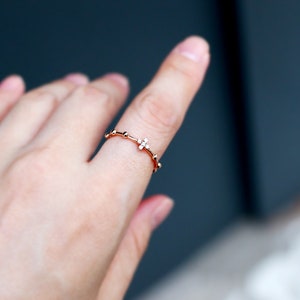 Lily Rosary Ring 14k 18k Solid Gold Catholic Ring CZ Diamond image 7