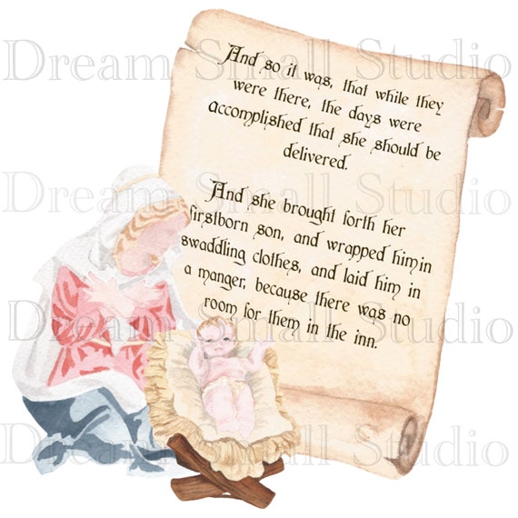 Christmas Watercolor Clipart Nativity Jesus Christ Wise Men Baby Jesus Mary Joseph Shepherds Donkey Camel Stable Bethlehem Oh Holy Night Art