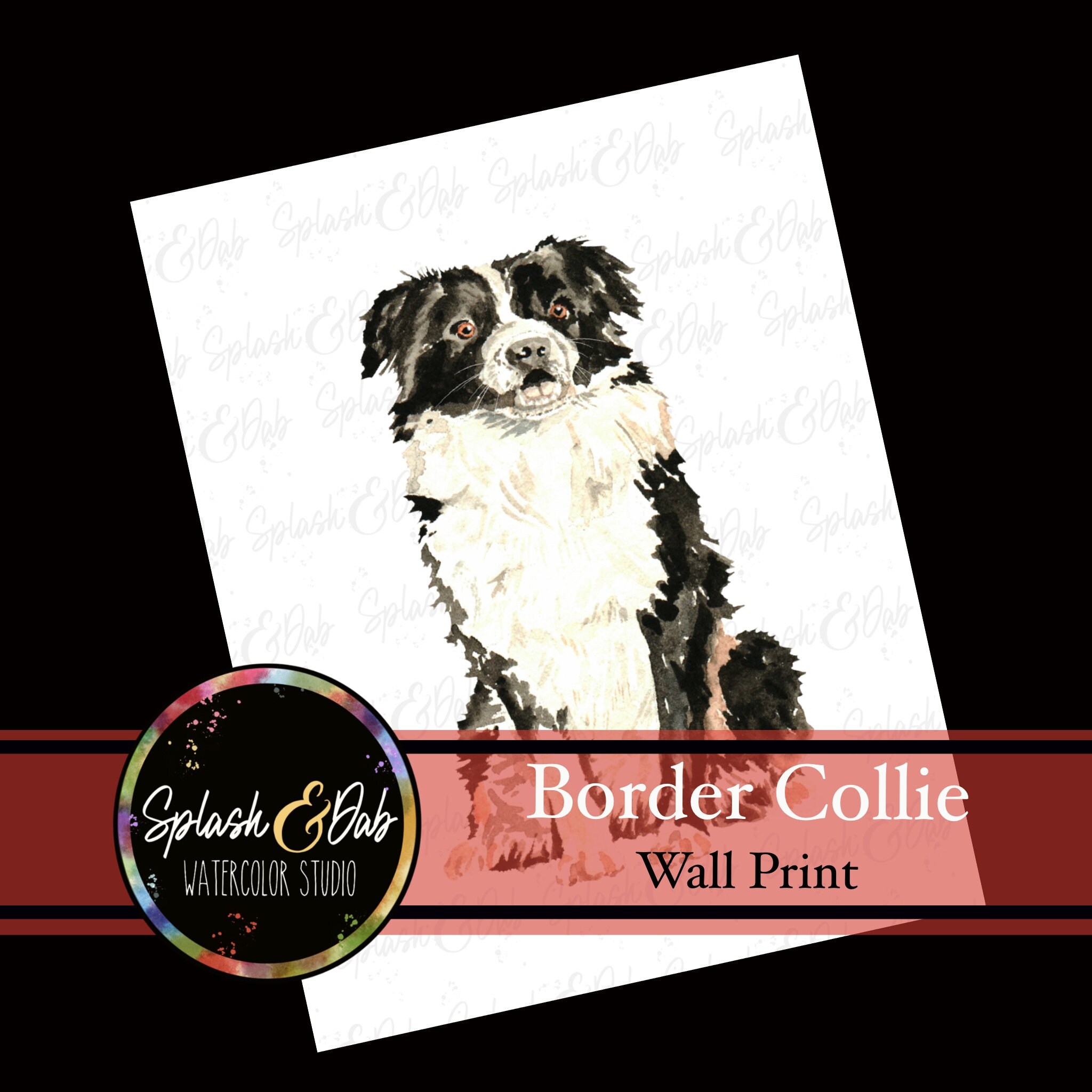 Watercolor Printable Wall Print Dog Wall Print Border Collie Etsy UK