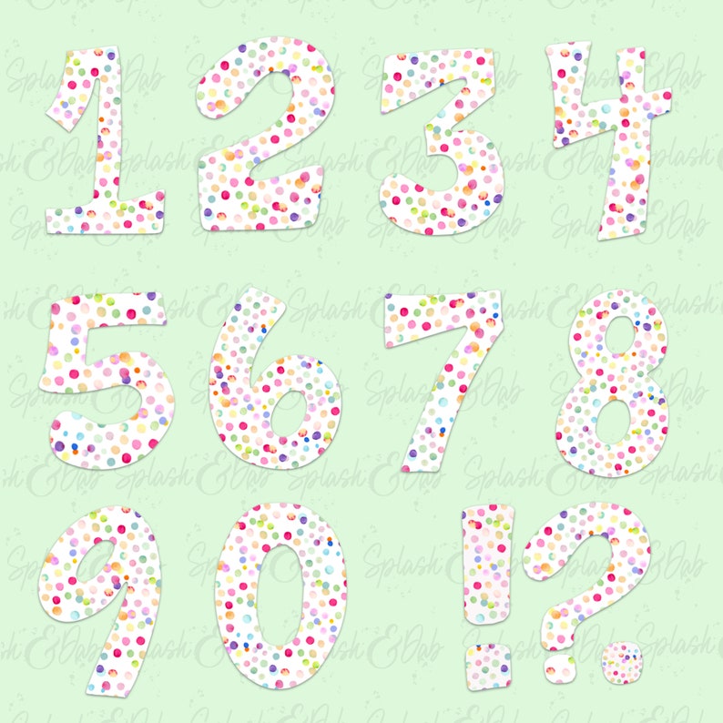 Confetti Alphabet Watercolor Clipart Birthday Party Etsy